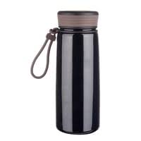 Black Handy Stainless Steel Vacuum Flask with Loop Holder 450ml EK1081